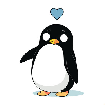 A vector of a cute Penguin in black and white coloring transparent white background PNG