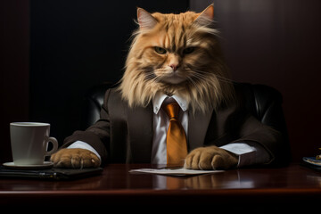 Funny portrait of a cat businessman