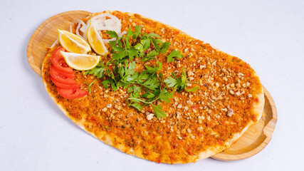 Walnut lahmacun top view isolated