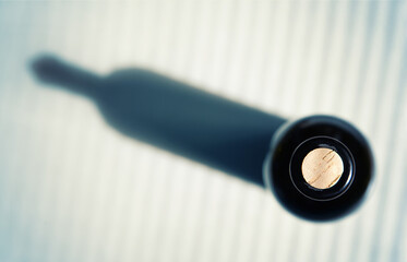 a wine bottle with cork top view