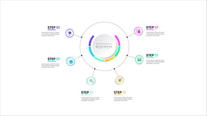 modern infographic template with Six steps or Options
