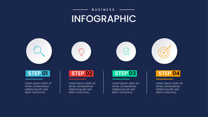 Business process infographic template. Thin line design with numbers 4 options or steps. Vector illustration graphic design