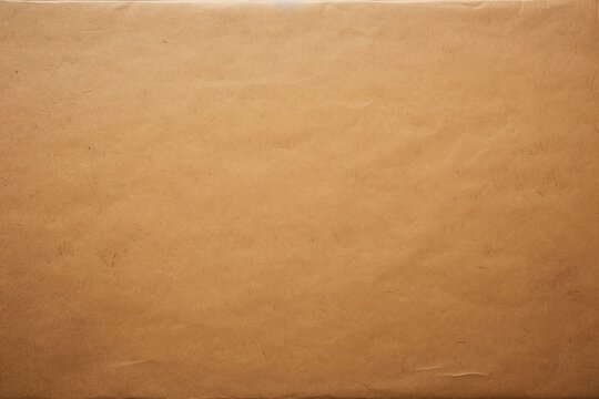 Top view of an old paper box with a craft pattern on an abstract brown recycled paper texture background