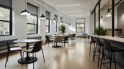 Co-working space in modern interior. Generative AI