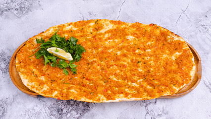 Lahmacun top view isolated