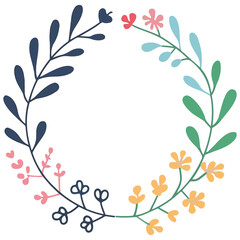 abstract floral frame, wreath illustration