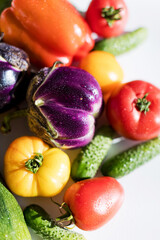 Fresh farm vegetables on white background