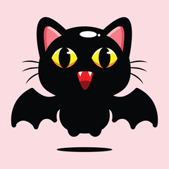 cute black cat with bat wings
