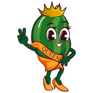 recommend clip art: Vector mascot, cartoon and illustration of cute and beautiful watermelon queen fruit