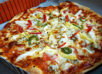 Homemade Hawaiian pizza, medium Size