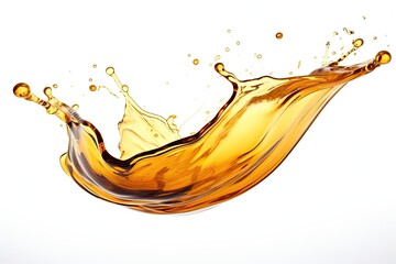 A picture of engine oil splashing separated from its surroundings and placed on a white background