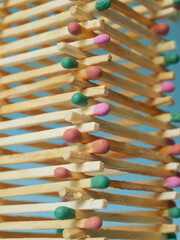 a tower built of multi-colored matches