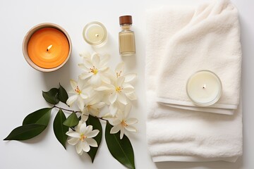 A spa-themed arrangement featuring sea salt, fragrant orange blossoms