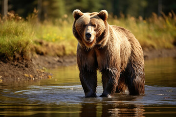 Obraz na płótnie Canvas Brown bear grizzly at the watering hole