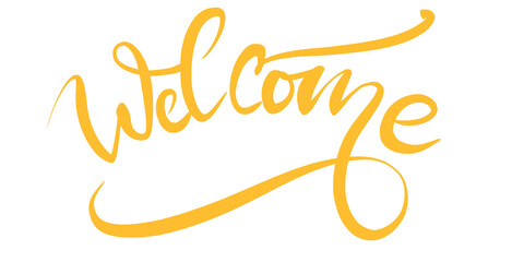 Welcome lettering golden art line