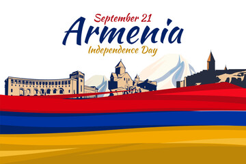 September 21, Independence Day of Armenia. vector illustration. Suitable for greeting card, poster and banner.