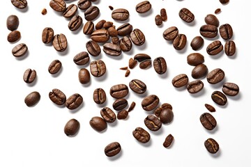 Obraz premium Coffee beans falling white background clipping path