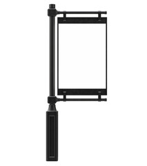 Blank wall mounted street shop advertisement signs isolated on white background. mockup of street store template signboard , Metal cafe restaurant bar plastic badge black white, 3D illustration