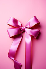 A pink bow on a pink present with pink background - with space for text