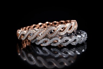 diamond bracelets against black backdrop