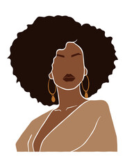 Abstract beautiful black afro woman illustration. Vector illustration.