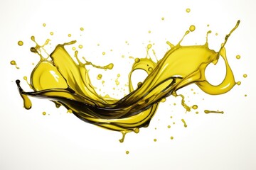 Exquisite olive or motor oil spatter separated on a white backdrop