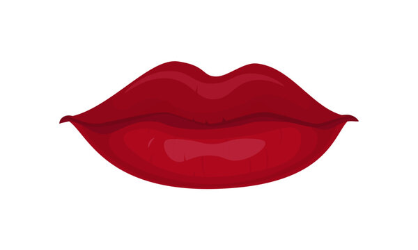 Closed red lips of a girl. Vector. Illustration