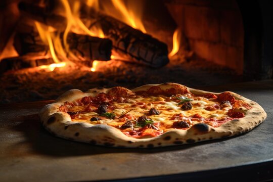 Italian pizza is made in a wood fired oven