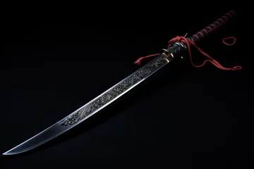 Fotobehang Sharp sword on black background © The Big L