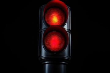 LED red traffic light isolated on black