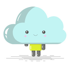 cloud little man character, vector illustration
