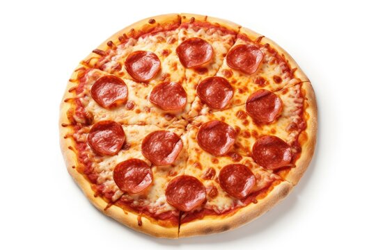 Pepperoni pizza on white background with clipping path clear focus