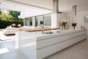 A spacious kitchen with a stylish center island for cooking and socializing created with Generative AI technology