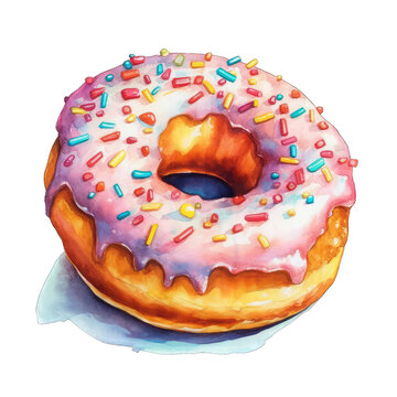 Watercolor Donut - Sweet Elegance on Canvas