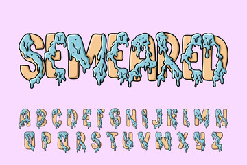  Alphabet text Semeared Melted Graffiti Cartoon vector