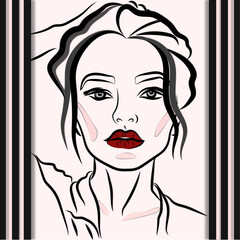 woman, face, beauty, hair, illustration, vector, fashion, lips, head, art, model, lady, people, eyes, style, sketch, silhouette, person, black, glamour, elegance, design, makeup, drawing, hairstyle