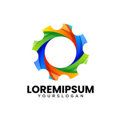 colorful gradient abstract gear logo design