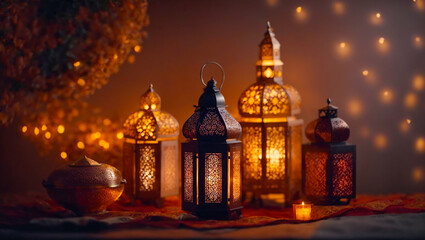 Fototapeta premium Beautiful lamp holiday Ramadan