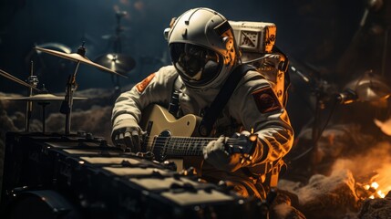  2 Astronauts Playing Piano and Drums on the Moon cinematic