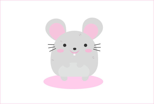 Small mouse in flat style