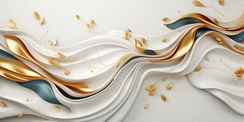 White background with texture, decorated with shiny gold lines. Luxurious background