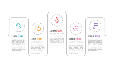 Horizontal infographic timeline 5 steps to success. Milestone, Roadmap, Timeline. Vector illustration.