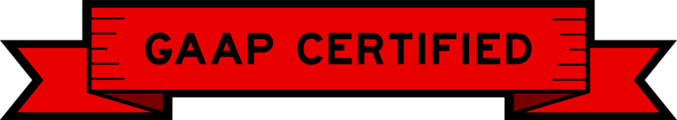 Ribbon label banner with word GAAP certified in red color on white background