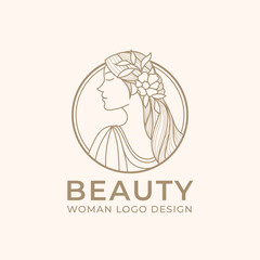 Woman Beauty Modern Line Art Logo