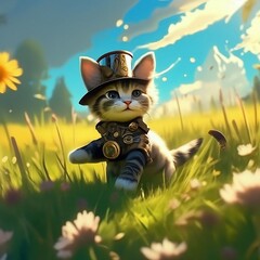 cat on the meadow