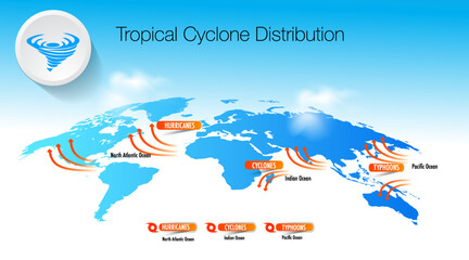 tropical Cyclones Hurricane typhoon distribution and ocean