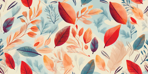 Fall Harvest pattern. autumn seamless pattern with autumn elements leaves berries on white background. Perfect for greetings, invitations, manufacture wrapping paper, textile, wedding