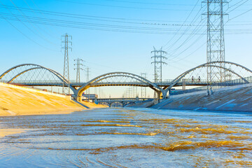 Two Bridges Spanning the Los Angeles River