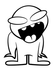 Cartoon illustration of Adorable Little Green Alien happy and smile. Best for outline, logo, icon, and coloring book with extraterrestrial themes for kids