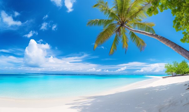 beach with palm trees